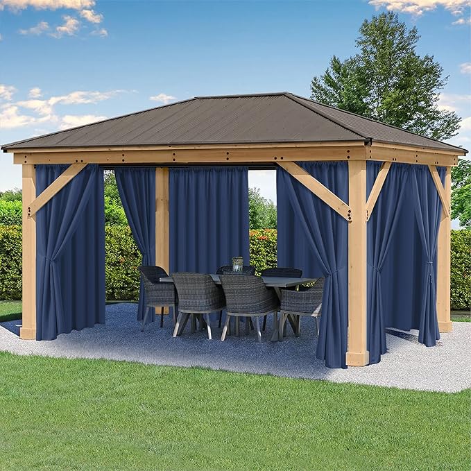 Outdoor Curtains for Patio Waterproof Rod Pocket 6 Pcs 54x84 Inch Navy | by HolidayIdeas