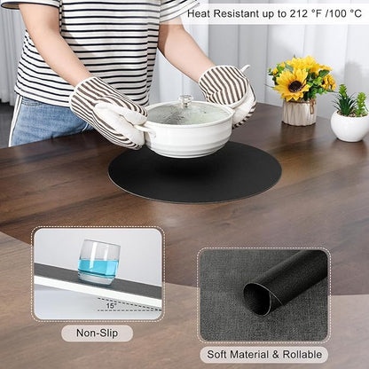Myir JUN Round Placemats Dual Sided, Faux Leather Place Mats Set of 4 Indoor Placemats for Dining Table Outdoor Placemats Non-Slip Washable Table Mats (Set of 8, Gray Black)