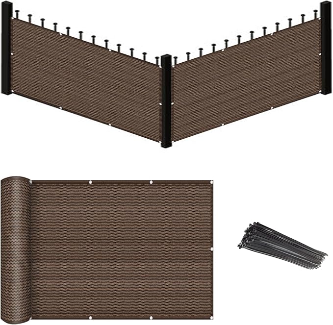 Eden's Decor Balcony Privacy Screen Brown 3'x 4' Cover Mesh Windscreen Weather-Resistant UV Protection for Backyard Deck, Patio, Balcony, Pool, Porch, Fence, Railing, Gardening