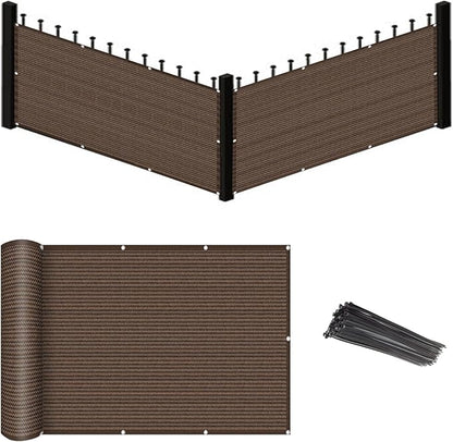 Eden's Decor Balcony Privacy Screen Brown 3'x 13' Cover Mesh Windscreen Weather-Resistant UV Protection for Backyard Deck, Patio, Balcony, Pool, Porch, Fence, Railing, Gardening