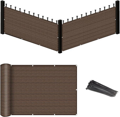 Eden's Decor Balcony Privacy Screen Brown 4'x 14' Cover Mesh Windscreen Weather-Resistant UV Protection for Backyard Deck, Patio, Balcony, Pool, Porch, Fence, Railing, Gardening