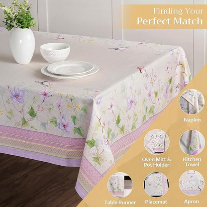 Maison d' Hermine Table Cloth Rectangle Table 100% Cotton 60 x 108 Inches Tablecloth Reusable Decorative for Dining Room, Farmhouse, Home, Party, Festive & Wedding Spring Summer - Magnolia Mornings