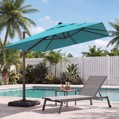 10x10 FT Patio Cantilever Umbrella, Rectangular Heavy Duty Offset Umbrella by VEGOND
