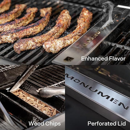 Monument Grills Larger Convertible 4-Burner Natural Gas Grill Stainless Steel Cabinet Style Propane Grills with Smoke Box(2 items)