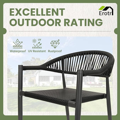 8 Pcs Stackable Patio Dining Chairs, Aluminum Rattan Outdoor Dining Chair - Image 3