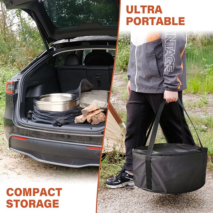 HGD 20 inch Smokeless Firepit Outdoor, Portable Smokeless Fire Pit for Camping with Travel Bag, Stainless Steel Wood Burning Stove for Backyard & Patio, Easy Setup & Compact Storage