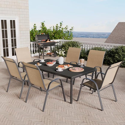 Patio Chairs Set of 6, Stackable Outdoor Dining Chairs Set - Image 2