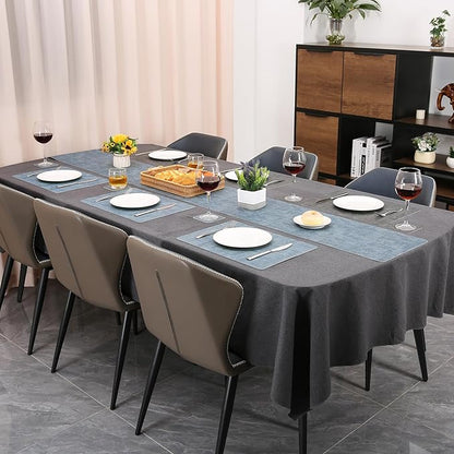 Table Runners 94 Inches Long, Dual-Sided Faux Leather Farmhouse Table Runner Waterproof Heatproof Non-Slip for Living Room Party Home Decor Holiday Decorations(Gray Light Blue, 12 x 94 Inch)
