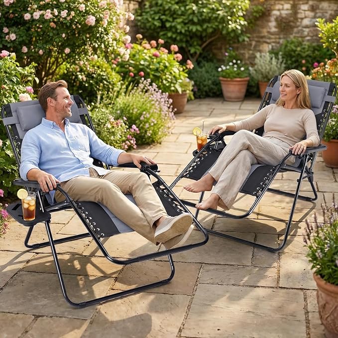 Sweetcrispy Zero Gravity Chairs, Foldable Patio Reclining Chairs - Image 2