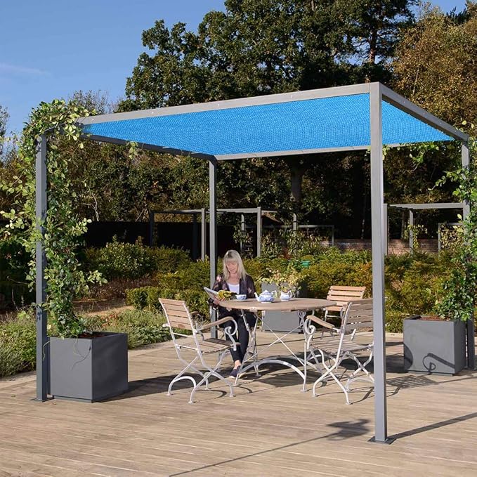 Eden's Decor Straight Flat-Edged Sun Shade Sail Rectangular 14' x 21' Blue - Image 7