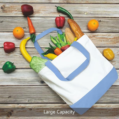TOPDesign 1-Pack Super Strong Large 12oz Cotton Canvas Tote Bag, Reusable Grocery Shopping Cloth Bag, Fashionable Two-Tone Tote for Crafts, DIY Your Creative Designs