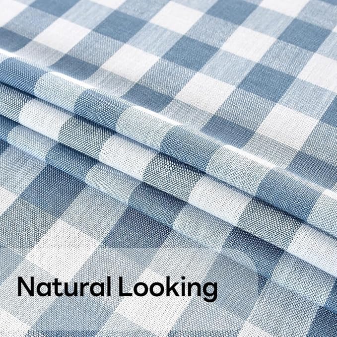 Gingham Table Cloth for Square Tables Sky Blue Checkered Plaid Tablecloth Heavy Duty Cotton Blend Washable & Wrinkle Table Cover for Outdoor Kitchen Dining Picnic Camping (60x60 Inch)