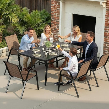 Patio Chairs Set of 6, Stackable Outdoor Dining Chairs - Image 7