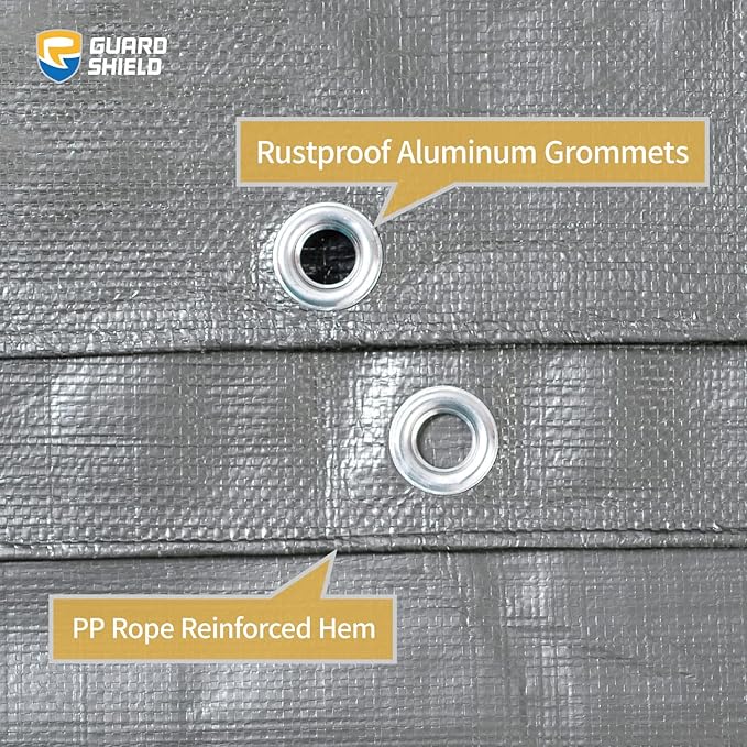 GUARD SHIELD Tarps Heavy Duty Waterproof 12x20 Feet Silver/Black Poly Tarp Cover Outdoor Thick UV Resistant Tarpaulin with Grommets 10mil (2-Pack)