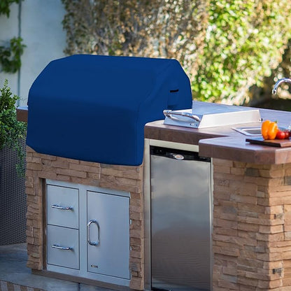 Covers & all Built-in Outdoor Grill Cover, Durable Heavy Duty 18 Oz Waterproof Cover Tuff Material with Air Pocket & Elastic for Snug Fit (36" W x 26" D x 24" H inches, Blue)