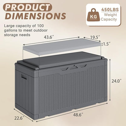 Devoko 100 Gallon Deck Box Waterproof Outdoor Storage Box - Image 5