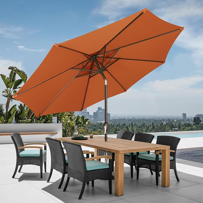 9' Outdoor Patio Umbrella, Outdoor Table Umbrella, Yard Umbrella, Market - Image 6