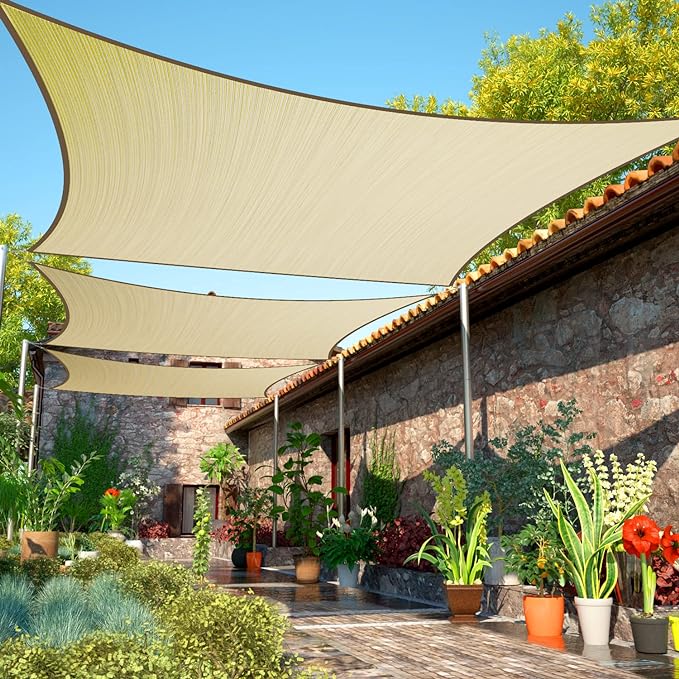 10' x 19' Beige Sun Shade Sail Rectangle SMSLR Canopy Fabric Cloth Screen by ShadeMart