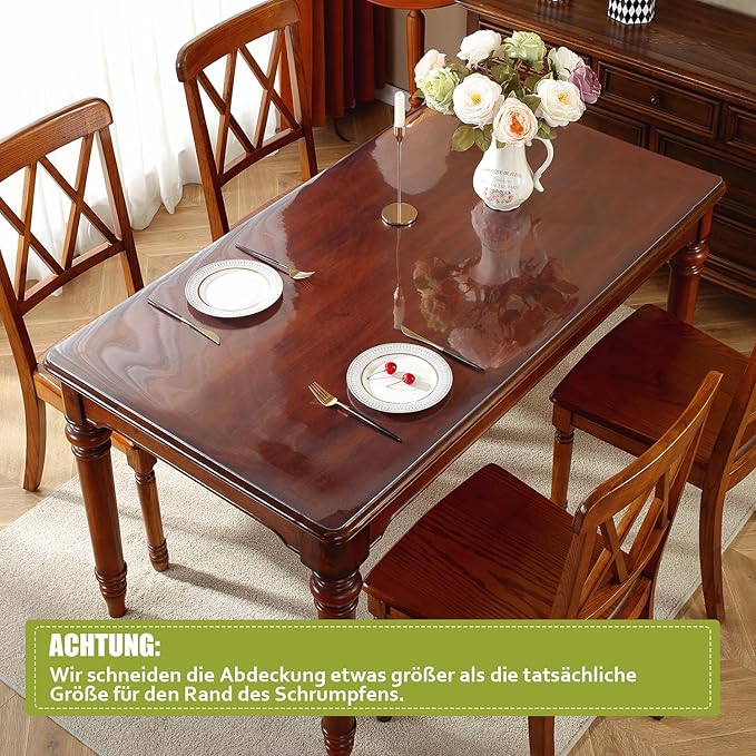 OstepDecor Clear Table Protector 16 x 36 Inch, 2mm Thick Plastic Table Cover, Waterproof PVC Clear Table Cover Protector, Desk Protector Mat, Writing Desk Pad for Desktop, Coffee & Dining Room Table