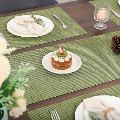 Myir JUN Table Runner, Vinyl Table Runner Indoor Arbitrarily Cropped Runner for Table Heatproof for Home Party (Green, 12 x 94 inch)