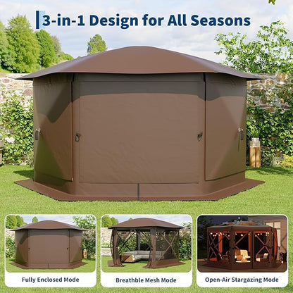 13FT Pop-Up Gazebo Tent with Mesh Netting, Removable Top & Wind Cloths | - Image 3