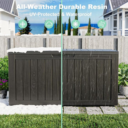 PatioZen 90 Gallon Deck Box Outdoor, Weatherproof Resin Patio Storage Box - Image 5