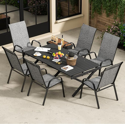 Patio Chairs Set of 6, Outdoor Stackable Dining Chairs - Image 7
