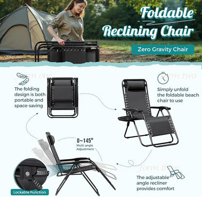 Homall Zero Gravity Chair Patio Folding Lawn Lounge Chairs | Outdoor Lounge - Image 8