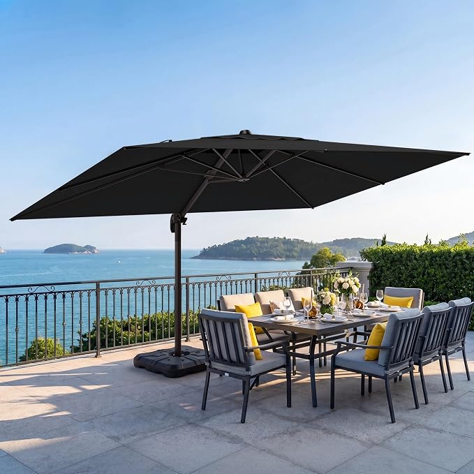9x12 FT Patio Cantilever Umbrella, Rectangular Heavy Duty Offset Umbrella - Image 7