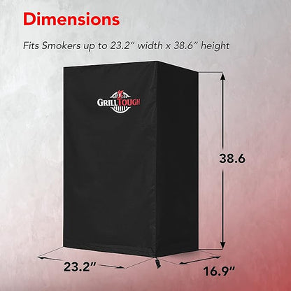 Heavy Duty Smoker Cover, 40 Inch – Waterproof, Weather Resistant, UV & Fade Resistant with Adjustable Straps – BBQ Cover for Flat Grill, Black