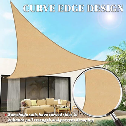 Sun Shade Sail 13'x23'x26.4' Sand Triangle Shade Cover Custom Size | 95% UV - Image 3