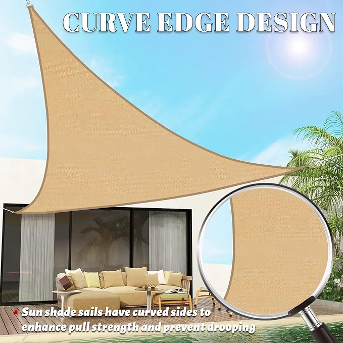 Sun Shade Sail 10'x18'x20.6' Sand Triangle Shade Cover Custom Size | 95% UV - Image 3