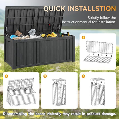 Outdoor Storage Box, 230 Gallon Large Outdoor Resin Deck Box, Storage - Image 6