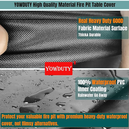 Rectangular Propane Gas Fire Pit Table Cover 44x28x24 Inch, Waterproof Heavy Duty 600D Rectangle Outdoor Fireplace Cover 44 inch, All-weather Protection For Patio Firepit Table 42/43/44 inch