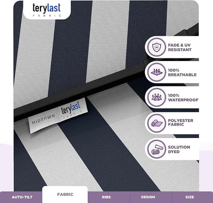 Midtown Umbrellas 10-Year-No-Fade - 8 Ft - UV Proof Black/White Stripes Fabric - Image 3