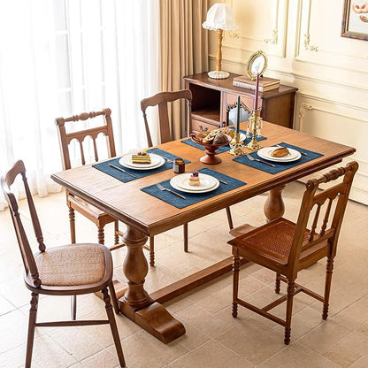 KXN Placemats Set of 8, Dual-Layer Thickened Faux Linen Table Mats, Heat Resistant & Wrinkle-Free, Machine Washable Cloth Place Mats for Kitchen Dining Indoor Outdoor (Navy Blue)