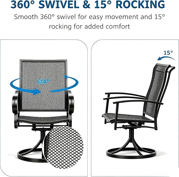 Outdoor Patio Dining Chairs Set of 2, All-Weather Metal Mesh Chairs - Image 6