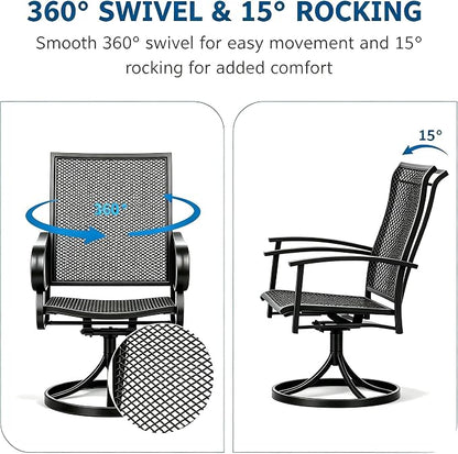 Outdoor Patio Dining Chairs Set of 2, All-Weather Metal Mesh Chairs - Image 6