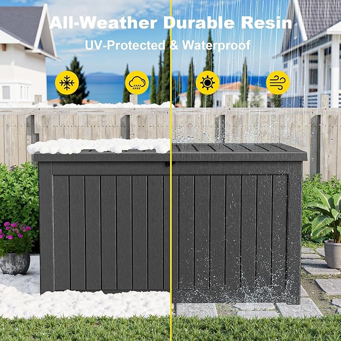 320 Gallon Large Outdoor Storage Box Waterproof, UV Resistant Resin Deck Box - Image 6