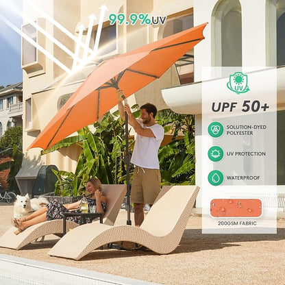 JEAREY 9' Patio Umbrella with Solar Lights, LED Umbrella, Tilt & Crank UV - Image 7