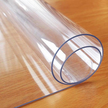 Clear Table Protector 35.4 x 63 Inch, 1.5mm Thick Plastic Table Cover, Waterproof PVC Clear Table Cover Protector, Desk Protector Mat, Writing Desk Pad for Desktop, Coffee & Dining Room Table
