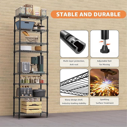 M MZG 8 Tier 2000 lbs Storage Rack Metal Wire Shelving Unit, Storage Standing - Image 6