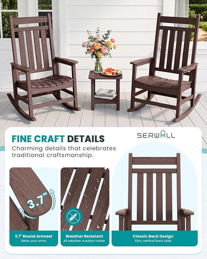 SERWALL Outdoor Rocking Chair, Oversized Rocking Chair - Image 6