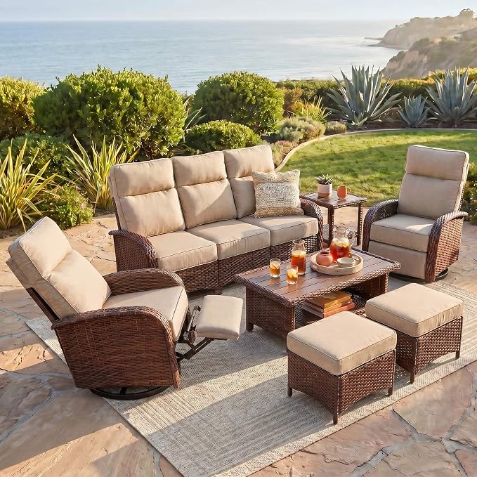 Resort-Grade Recliners Patio Furniture, 6.2" Ultra Thick Cushions | Heavy Duty by VELSCAPE