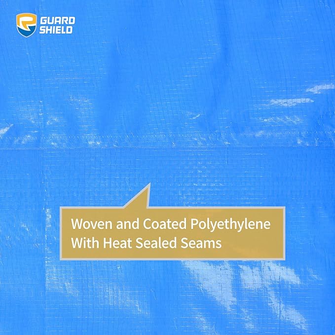 GUARD SHIELD Blue Tarp Waterproof 14x14 Feet Medium Duty All Purpose Poly Tarps Cover 7mil