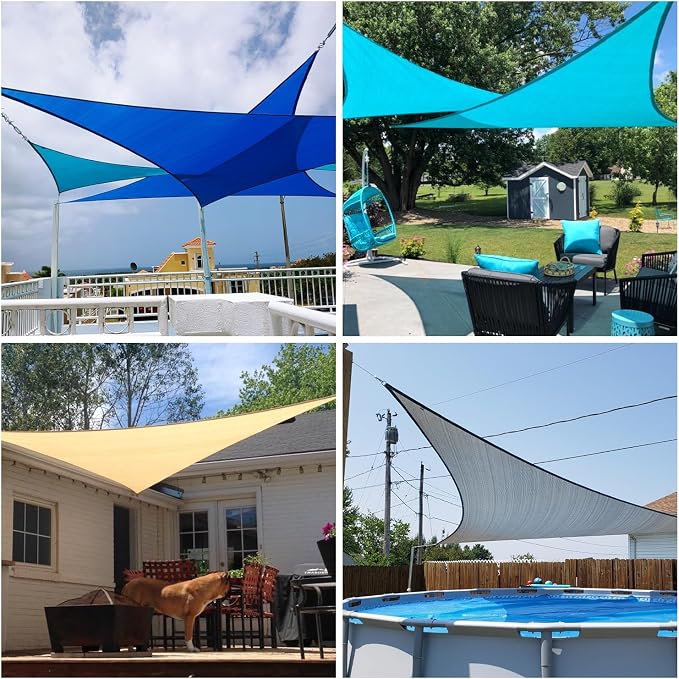 Patio Paradise 8' x 8' x 7'11" Sun Shade Sail Triangle Canopy, Permeable Shade - Image 2