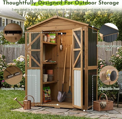 Outdoor Wooden Storage Shed Cabinet - Image 4