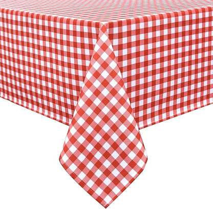 Classic Gingham Plaid Tablecloth Fabric - Rectangular 58x102 Inch Water Resistant Checked Table Cloth for Indoor/Outdoor Use - Table Cover for Kitchen, Picnics, Gardens, and Parties