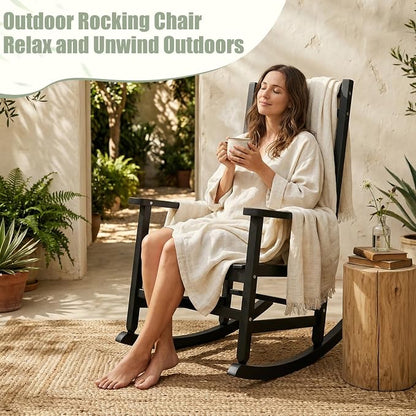 Outdoor Rocking Chairs Set of 2, Weather-Resistant Rocking Chair Ergonomic | - Image 6