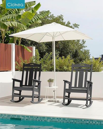 Oversized Outdoor Rocking Chair, High Back Patio Rockers, Dark Grey | - Image 2